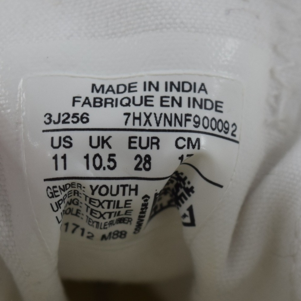 Converse All Star White Red Trim Youth‎ Sneakers Size 11 Canvas Shoes - Picture 8 of 9